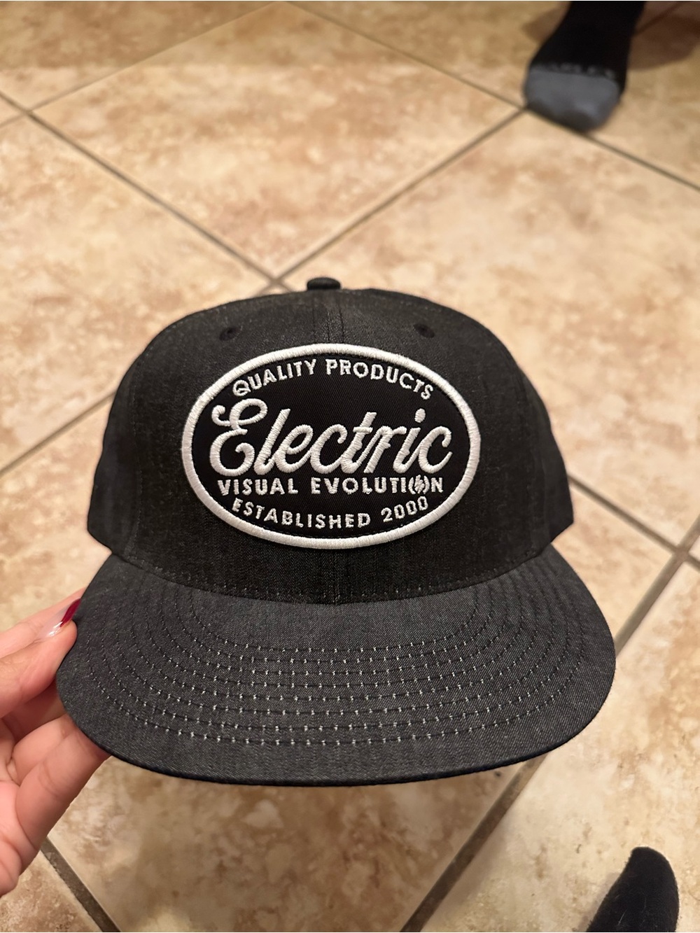 Electric Black Hat with White Embroidered Logo